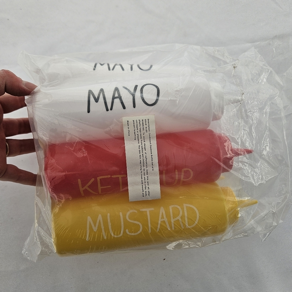 Condiment Squeeze Bottles Set - White, Red, Yellow